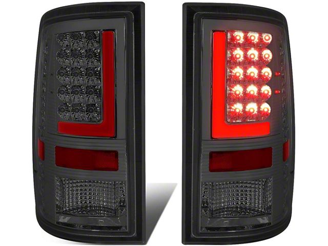 Red L-Bar LED Tail Lights; Chrome Housing; Smoked Lens (10-18 RAM 2500 w/ Factory Halogen Tail Lights)