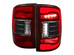 Red LED Bar Tail Lights; Matte Black Housing; Red Clear Lens (10-18 RAM 2500 w/ Factory Halogen Tail Lights)
