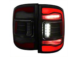 Red LED Bar Tail Lights; Matte Black Housing; Smoked Lens (10-18 RAM 2500 w/ Factory Halogen Tail Lights)