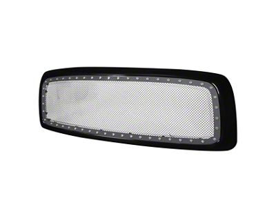 Rivet Style Mesh Upper Replacement Grille; Gloss Black (03-05 RAM 2500)