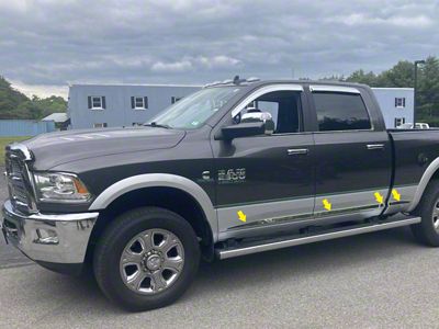 Rocker Panel Trim Insert Kit; Stainless Steel (10-18 RAM 2500 Crew Cab w/ 6.4-Foot Box)