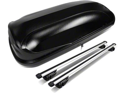 Roof Rack Cross Bars with Lockable Cargo Box; 53-Inch Cross Bars; Black (Universal; Some Adaptation May Be Required)