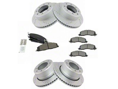 Semi-Metallic Performance 8-Lug Brake Rotor and Pad Kit; Front and Rear (09-18 RAM 2500)