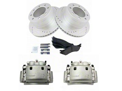 Semi-Metallic Performance 8-Lug Brake Rotor, Pad and Caliper Kit; Rear (03-08 RAM 2500)