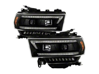 Signature Series Sequential Turn Signal Projector Headlights; Black Housing; Clear Lens (19-24 RAM 2500 w/ Factory Halogen Headlights)
