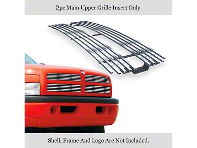 Stainless Steel Billet Upper Grille Overlay; Polished (94-02 RAM 2500 w/o Sport Package)