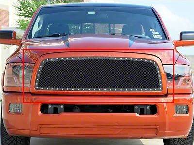 Stainless Steel Rivet Upper Grille Insert; Black (10-12 RAM 2500)