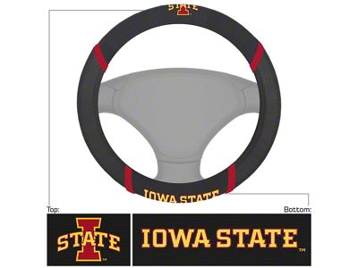 Steering Wheel Cover with Iowa State University Logo; Black (Universal; Some Adaptation May Be Required)