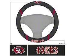 Steering Wheel Cover with San Francisco 49ers Logo; Black (Universal; Some Adaptation May Be Required)