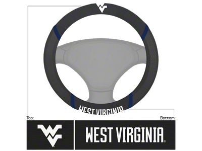 Steering Wheel Cover with West Virginia University Logo; Black (Universal; Some Adaptation May Be Required)