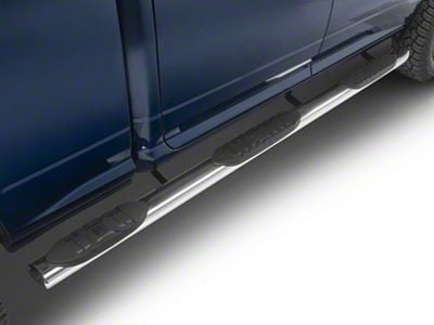 5-Inch Oval Wheel-To-Wheel Nerf Side Step Bars; Polished Stainless (10-24 RAM 2500 Crew Cab w/ 6.4-Foot Box)