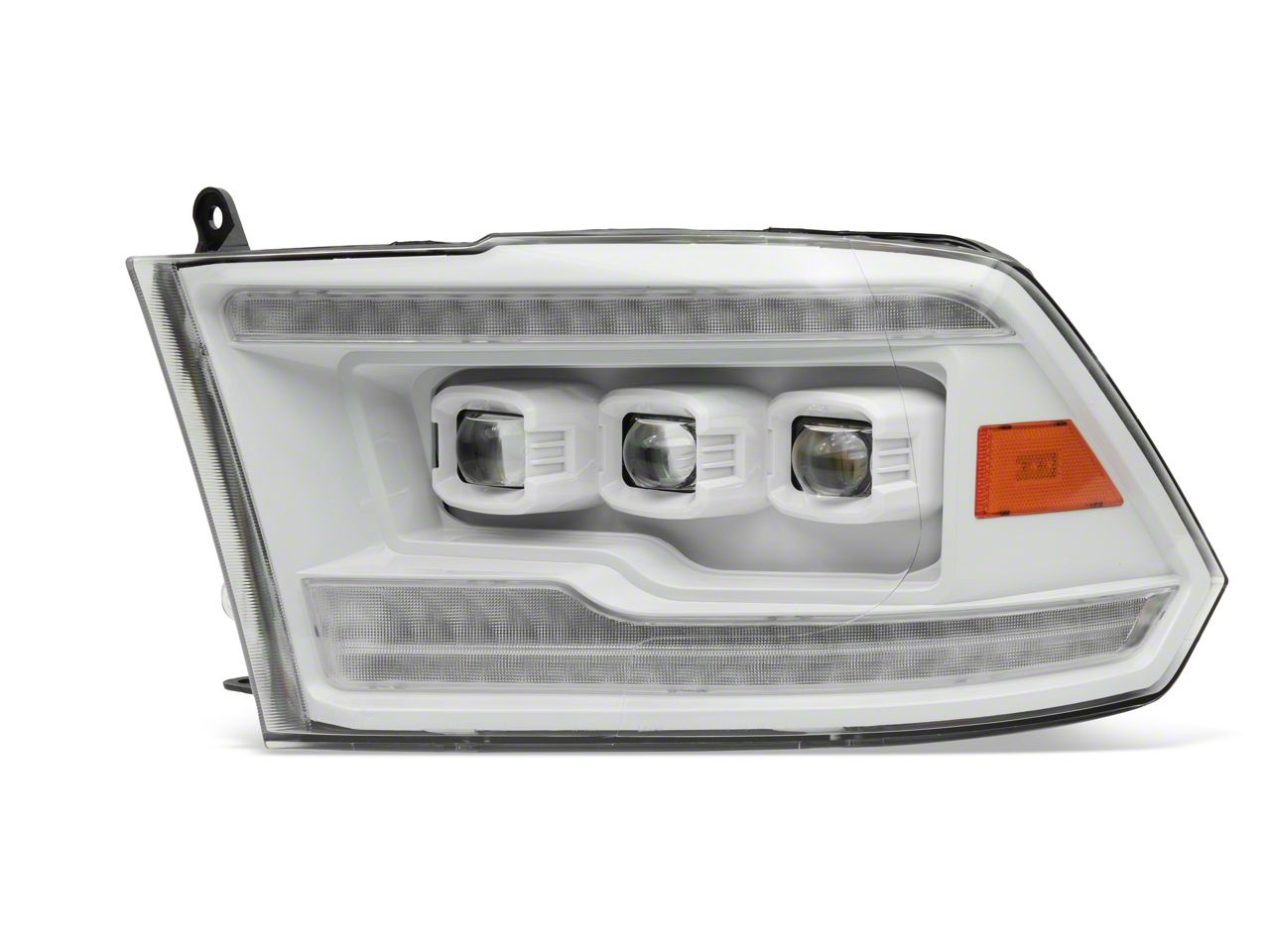 RAM 2500 Switchback Sequential Full LED Projector Hedlights; White Housing;  Clear Lens (10-18 RAM 2500 w/ Factory Halogen Headlights) - Free Shipping