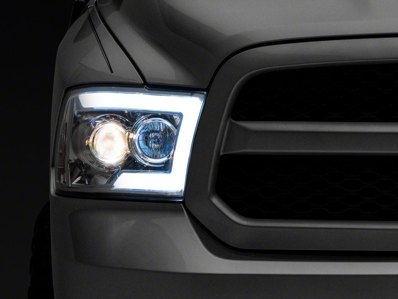 RAM 2500 Switchback Sequential LED CBar Projector Headlights; Chrome