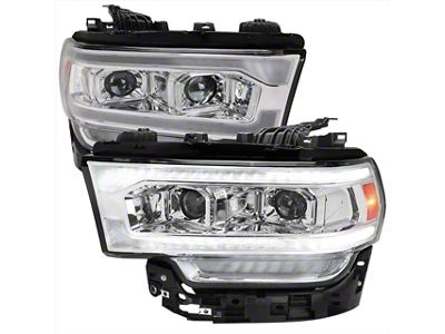 Switchback Sequential LED Turn Signal Projector Headlights; Chrome Housing; Clear Lens (19-24 RAM 2500 w/ Factory Halogen Headlights)