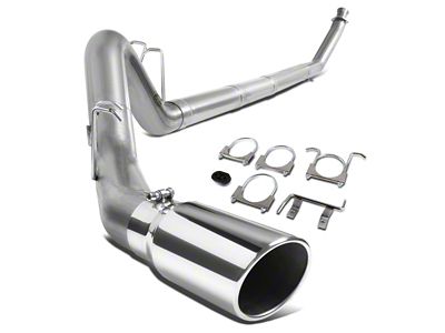 Turbo-Back Muffler Delete Single Exhaust System with Polished Tip; Side Exit (94-02 5.9L I6 RAM 2500)
