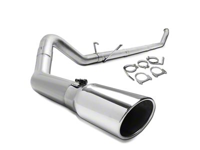 Turbo-Back Muffler Delete Single Exhaust System with Polished Tip; Side Exit (03-04 5.9L RAM 2500)