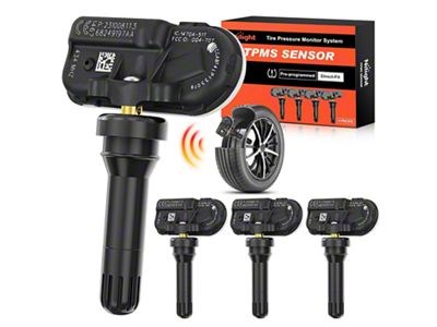 Valve Stem-Mounted TPMS Sensors with Rubber Valve; Set of 4 (14-22 RAM 2500)