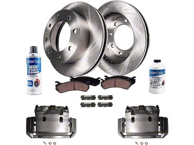 Vented 8-Lug Brake Rotor, Pad, Caliper, Brake Fluid and Cleaner Kit; Front (03-08 RAM 2500)