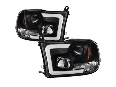 Version 2 Light Bar DRL Projector Headlights; Black Housing; Clear Lens (10-18 RAM 2500 w/ Factory Halogen Non-Projector Headlights)