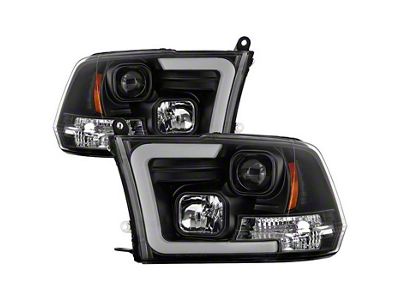 Version 2 Switchback Light Bar Projector Headlights; Black Housing; Clear Lens (10-18 RAM 2500 w/ Factory Halogen Non-Projector Headlights)