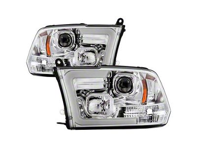 Version 2 Switchback Light Bar Projector Headlights; Chrome Housing; Clear Lens (10-18 RAM 2500 w/ Factory Halogen Non-Projector Headlights)