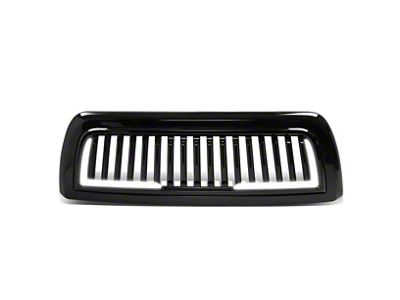 Vertical Fence Style Upper Replacement Grille with LED DRL Light; Gloss Black (10-18 RAM 2500)