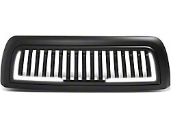 Vertical Fence Style Upper Replacement Grille with LED DRL Light; Matte Black (10-18 RAM 2500)