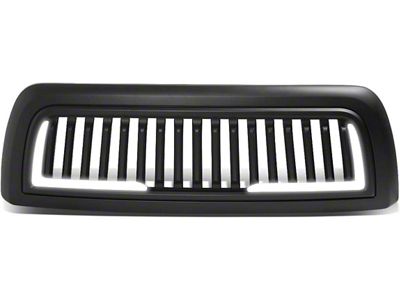 Vertical Fence Style Upper Replacement Grille with LED DRL Light; Matte Black (10-18 RAM 2500)