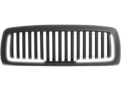Vertical Style Upper Replacement Grille with LED DRL Light; Matte Black (03-05 RAM 2500)