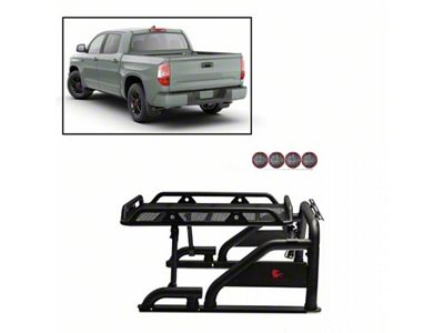 Warrior Roll Bar with 5.30-Inch Red Round Flood LED Lights; Black (94-24 RAM 2500 w/o RAM Box)