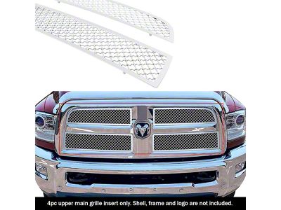 Wire Mesh Upper Overlay Grilles; Polished (13-18 RAM 2500)