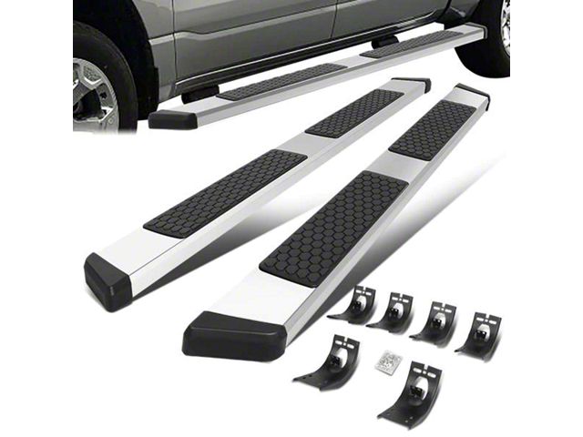 5-Inch Wide Flat Running Boards; Stainless Steel (10-24 RAM 3500 Crew Cab)