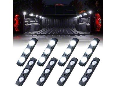 8-LED Rock Light Pod Truck Bed Lighting Kit; White (Universal; Some Adaptation May Be Required)