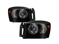 Amber Crystal Headlights; Black Housing; Smoked Lens (06-09 RAM 3500)