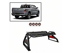Atlas Roll Bar with 5.30-Inch Red Round Flood LED Lights; Black (94-26 RAM 3500 w/o RAM Box)