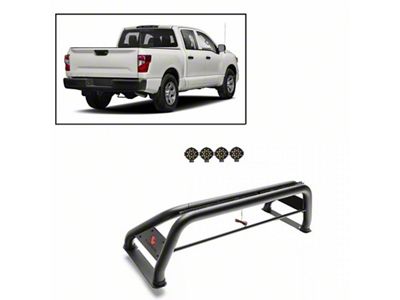 Atlas Roll Bar with 7-Inch Black Round LED Lights; Black (03-24 RAM 3500 w/o RAM Box)