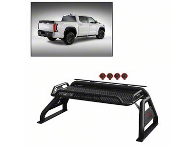 Atlas Roll Bar with 7-Inch Red Round LED Lights; Black (94-24 RAM 3500 w/o RAM Box)