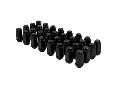 Black 7/8-Inch Bulge Acorn Lug Nut Kit; 9/16-Inch; Set of 32 (03-11 RAM 3500)