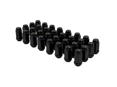Black 7/8-Inch XL Acorn Lug Nut Kit; 9/16-Inch; Set of 32 (03-11 RAM 3500)
