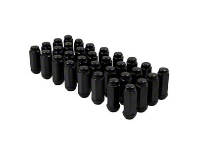 Black Bulge Acorn Lug Nut Kit; 14mm x 1.5; Set of 32 (12-24 RAM 3500)