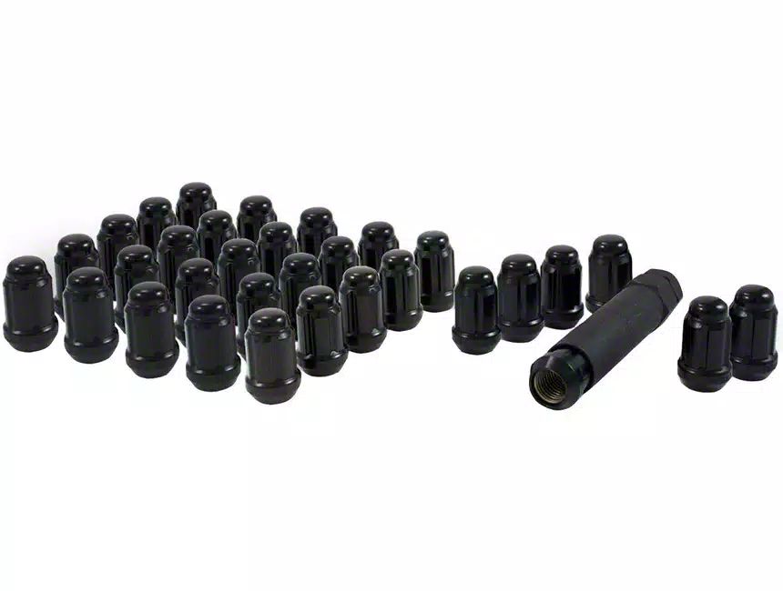RAM 3500 Black Closed End Spline Lug Nuts; M14 x 1.5; Set of 32 (1224