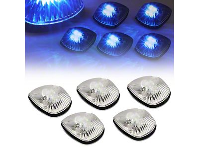 Blue LED Roof Cab Lights; Chrome (94-98 RAM 3500)