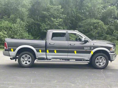 Body Molding Insert Trim Kit; Stainless Steel (10-18 RAM 3500 Crew Cab w/ 6.4-Foot Box)