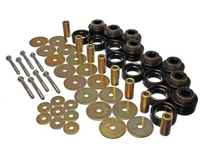 Body Mount Bushings and Hardware Kit; Polyurethane; Black (94-02 RAM 3500 Club Cab, Quad Cab)
