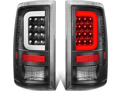 C-Bar LED Tail Lights; Black Housing; Clear Lens (10-18 RAM 3500 w/ Factory Halogen Tail Lights)