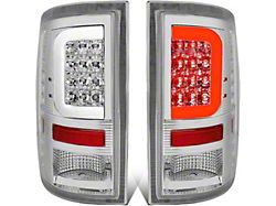 C-Bar LED Tail Lights; Chrome Housing; Clear Lens (10-18 RAM 3500 w/ Factory Halogen Tail Lights)