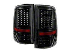 C-Shape LED Tail Lights; Black Housing; Clear Lens (10-18 RAM 3500 w/ Factory Halogen Tail Lights)