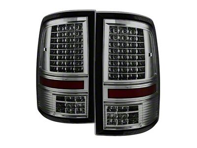 C-Shape LED Tail Lights; Chrome Housing; Smoked Lens (10-18 RAM 3500 w/ Factory Halogen Tail Lights)