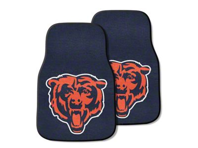 Carpet Front Floor Mats with Chicago Bears Logo; Navy Blue (Universal; Some Adaptation May Be Required)