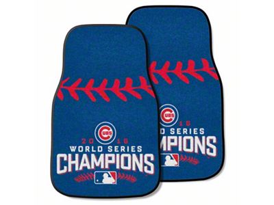 Carpet Front Floor Mats with Chicago Cubs 2016 MLB World Series Champions Logo; Blue (Universal; Some Adaptation May Be Required)